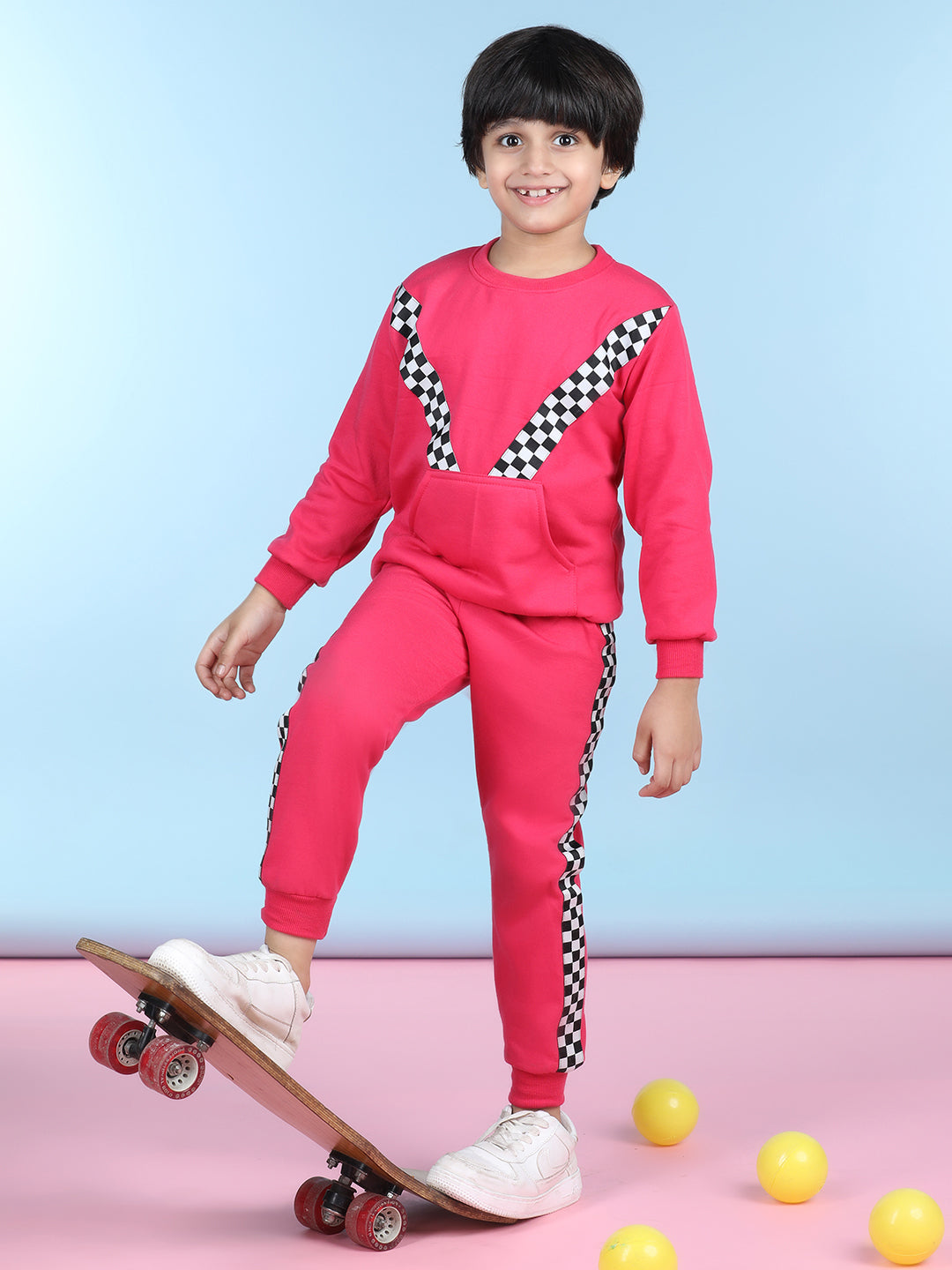 Cutiekins Boys Pink & White Sweatshirt With Trackpant