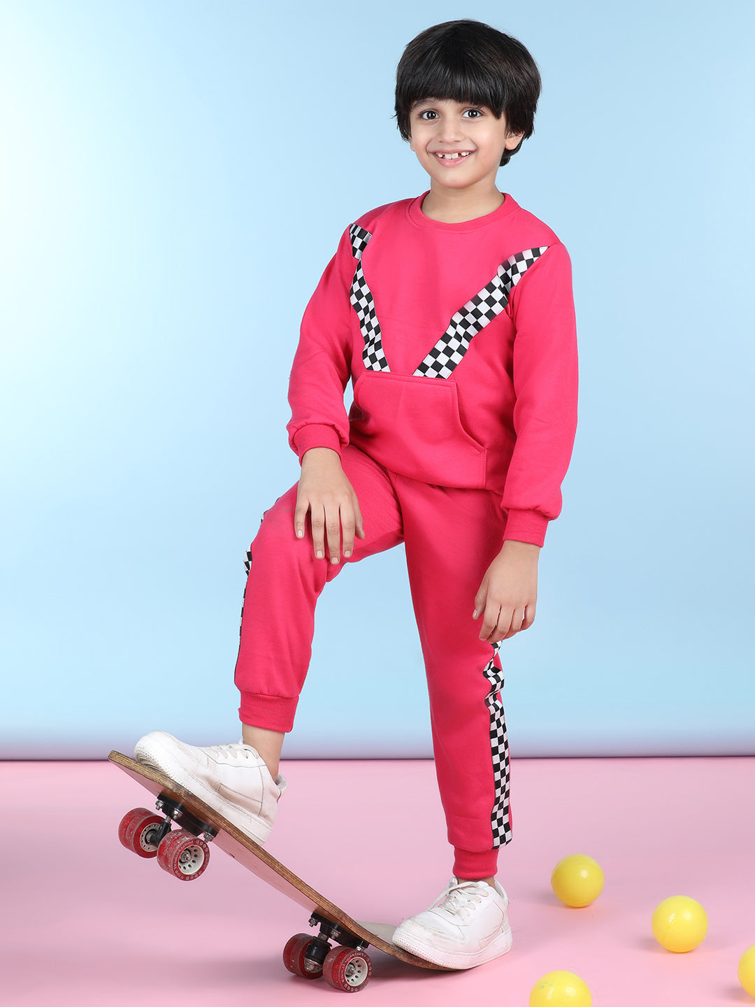 Cutiekins Boys Pink & White Sweatshirt With Trackpant