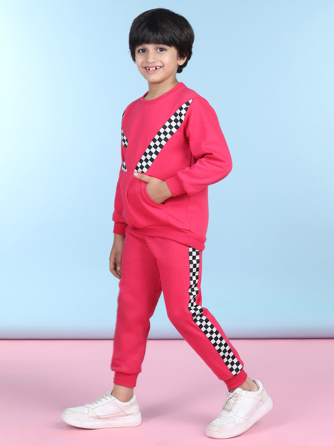 Cutiekins Boys Pink & White Sweatshirt With Trackpant