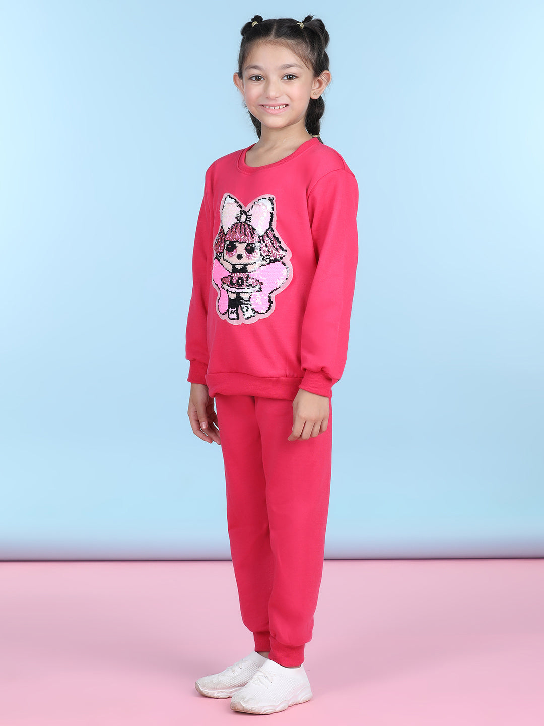 Cutiekins Girls Pink & Brown Sweatshirt With Trackpant