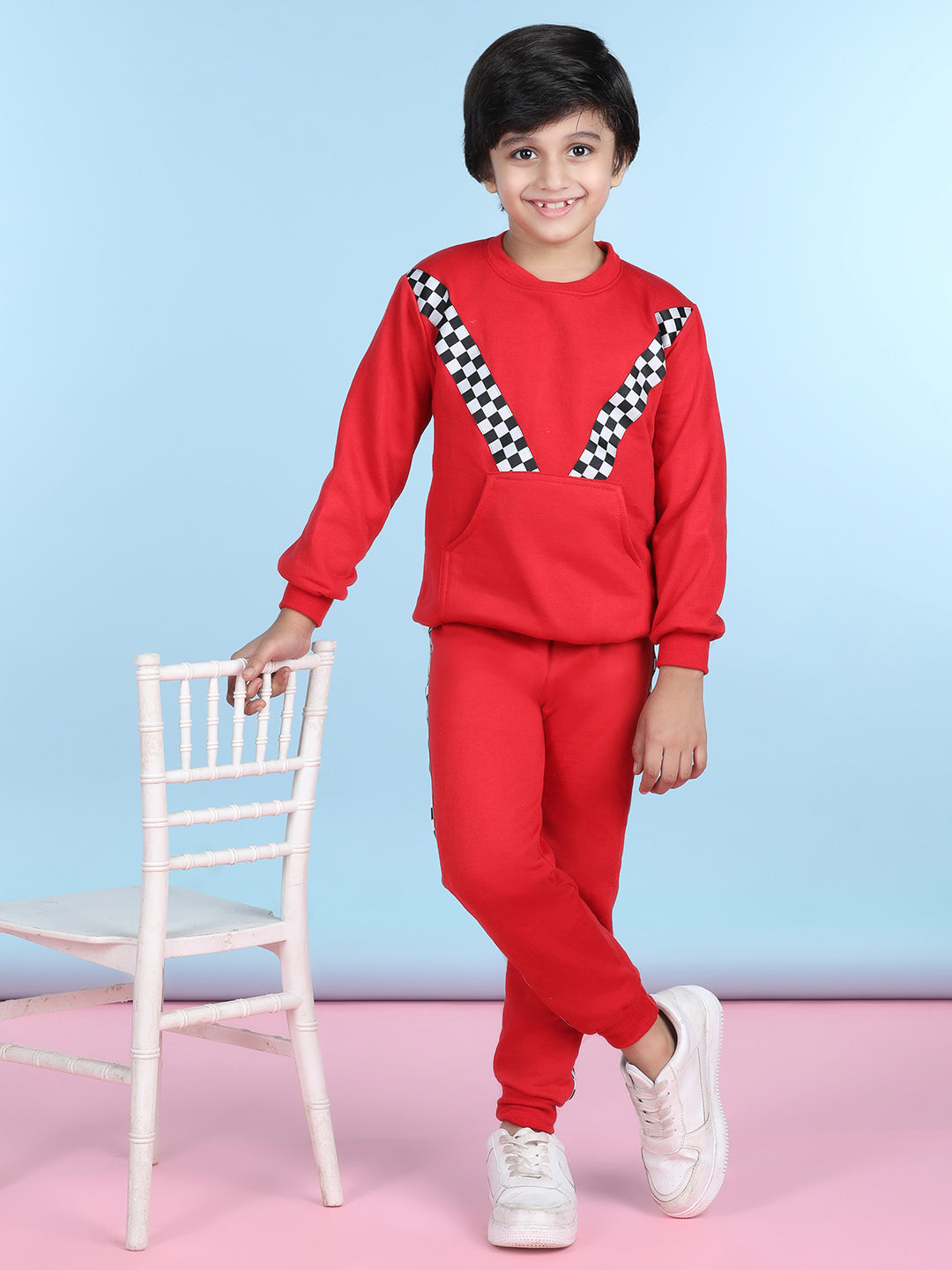 Cutiekins Boys Red & White Sweatshirt With Trackpant