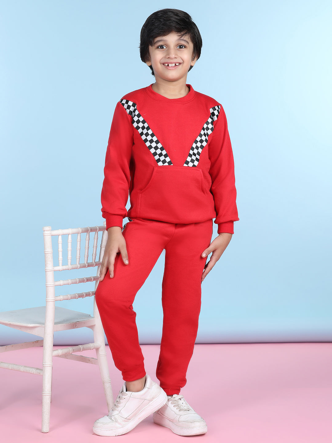 Cutiekins Boys Red & White Sweatshirt With Trackpant