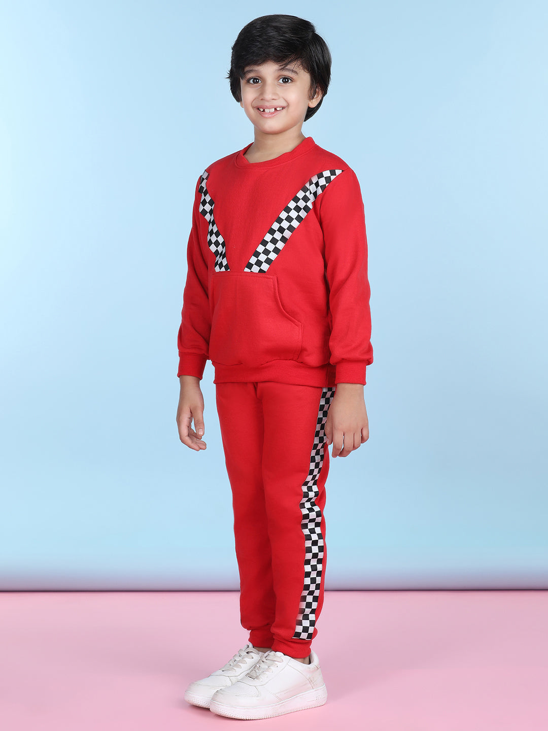 Cutiekins Boys Red & White Sweatshirt With Trackpant