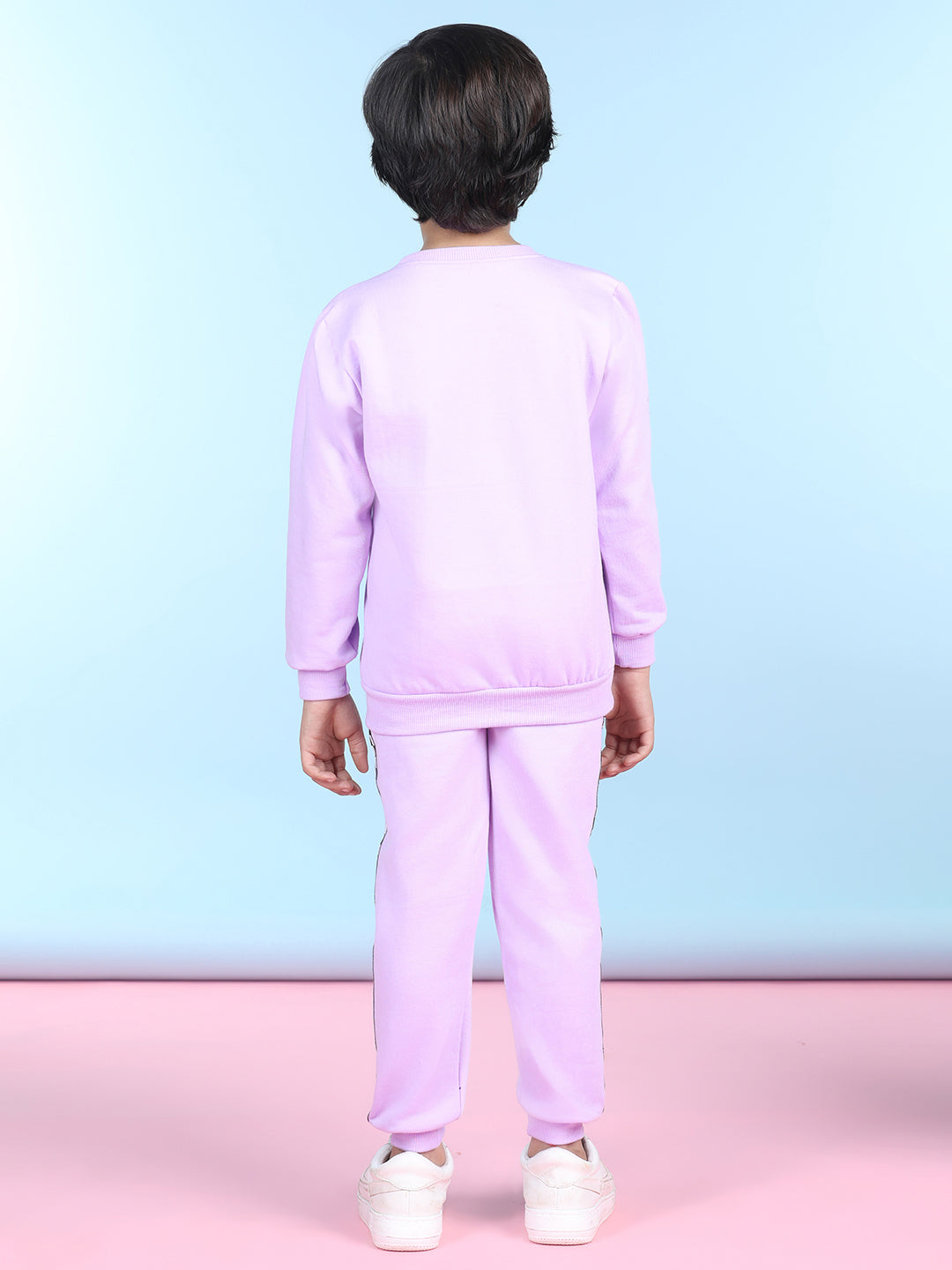 Cutiekins Boys Purple & White Sweatshirt With Trackpant