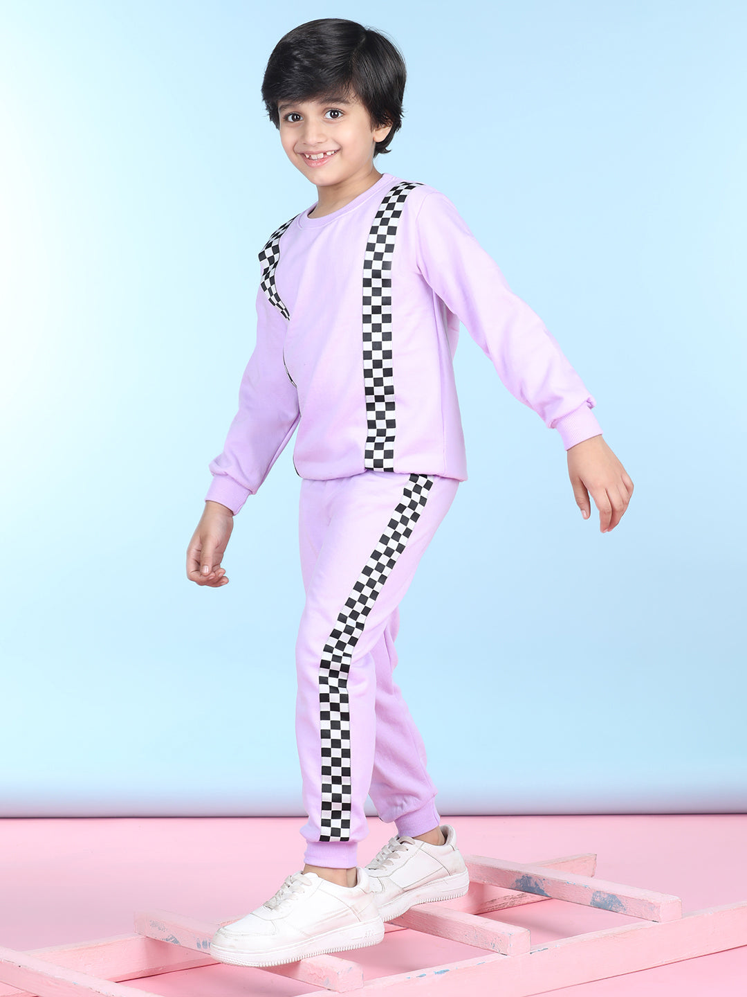 Cutiekins Boys Purple & White Sweatshirt With Trackpant
