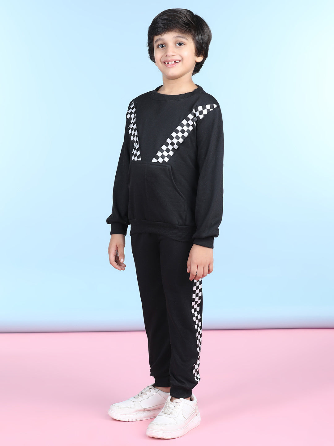 Cutiekins Boys Black & White Sweatshirt With Trackpant