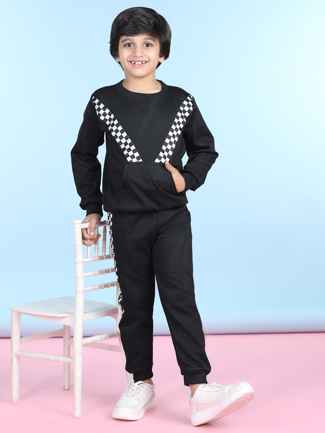 Cutiekins Boys Black & White Sweatshirt With Trackpant
