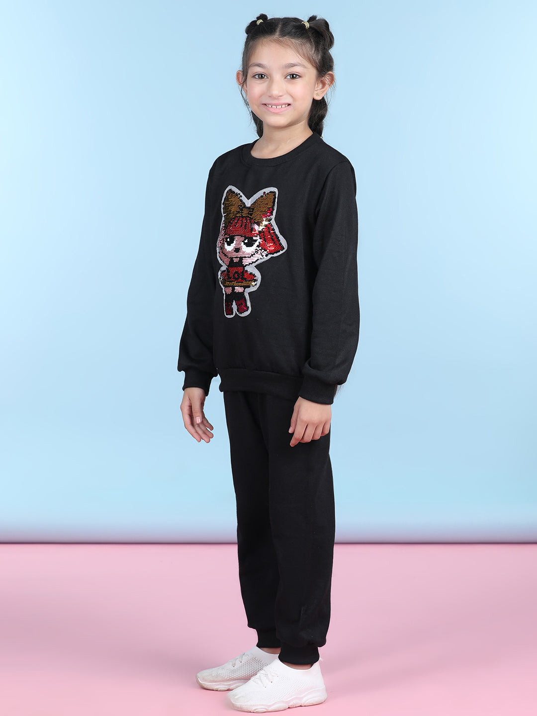 Cutiekins Girls Black & Red Sweatshirt With Trackpant