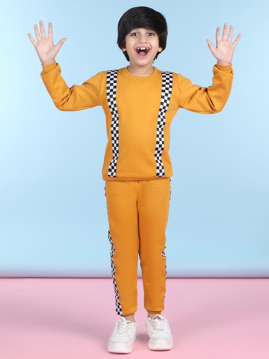 Cutiekins Boys Mustard & White Sweatshirt With Trackpant