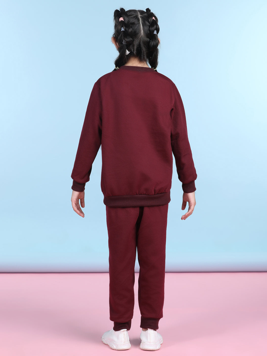 Cutiekins Girls Maroon & Pink Sweatshirt With Trackpant