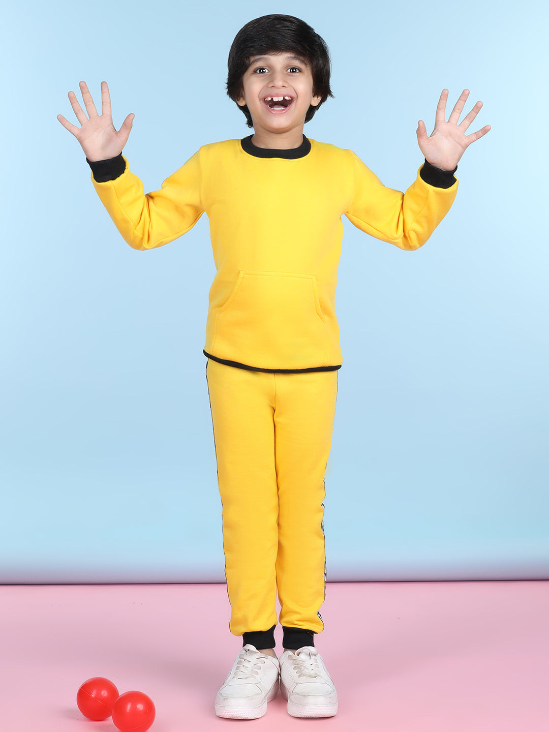 Cutiekins Boys Yellow & White Sweatshirt With Trackpant