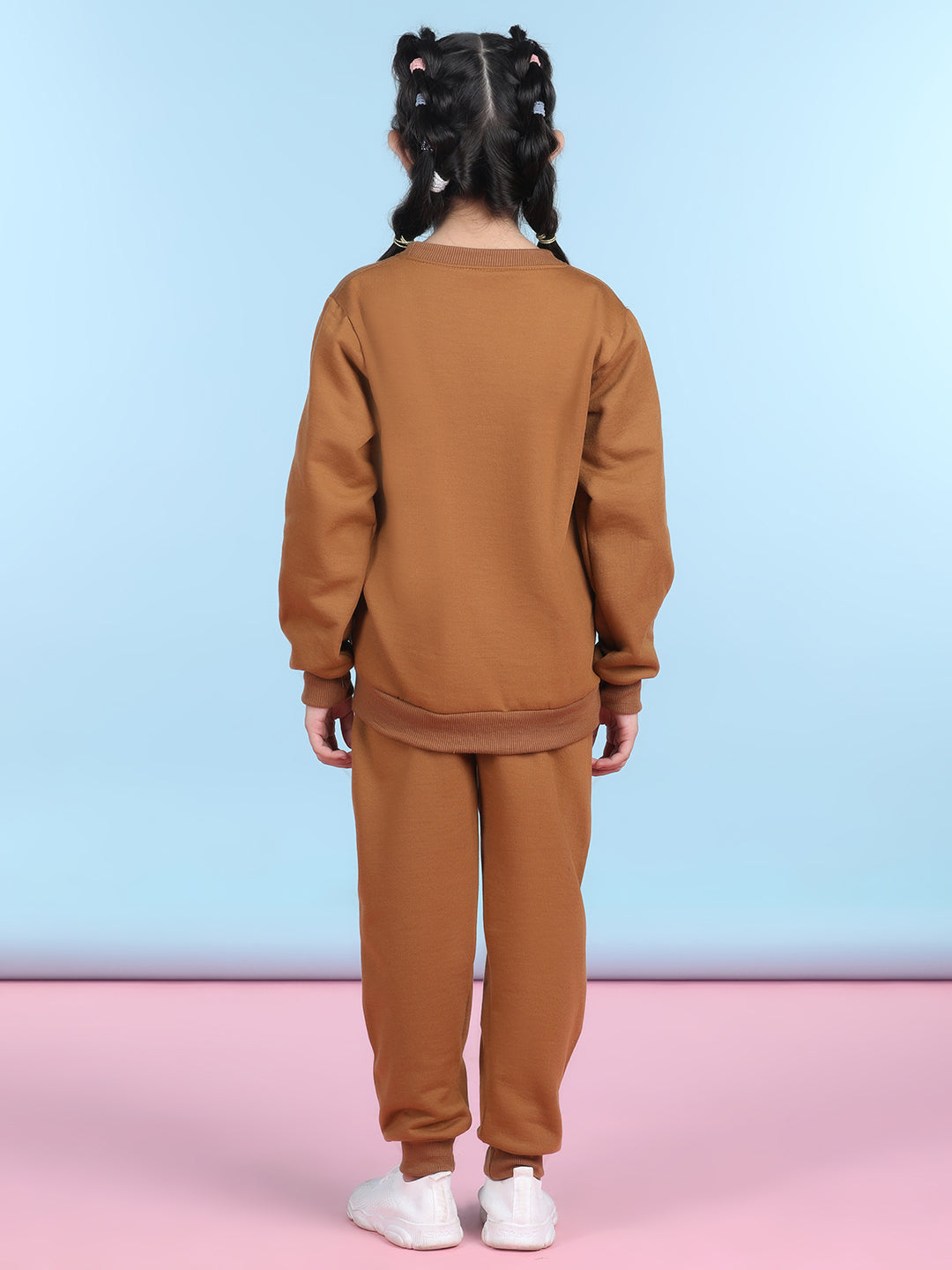Cutiekins Girls Brown & Off White Sweatshirt With Trackpant