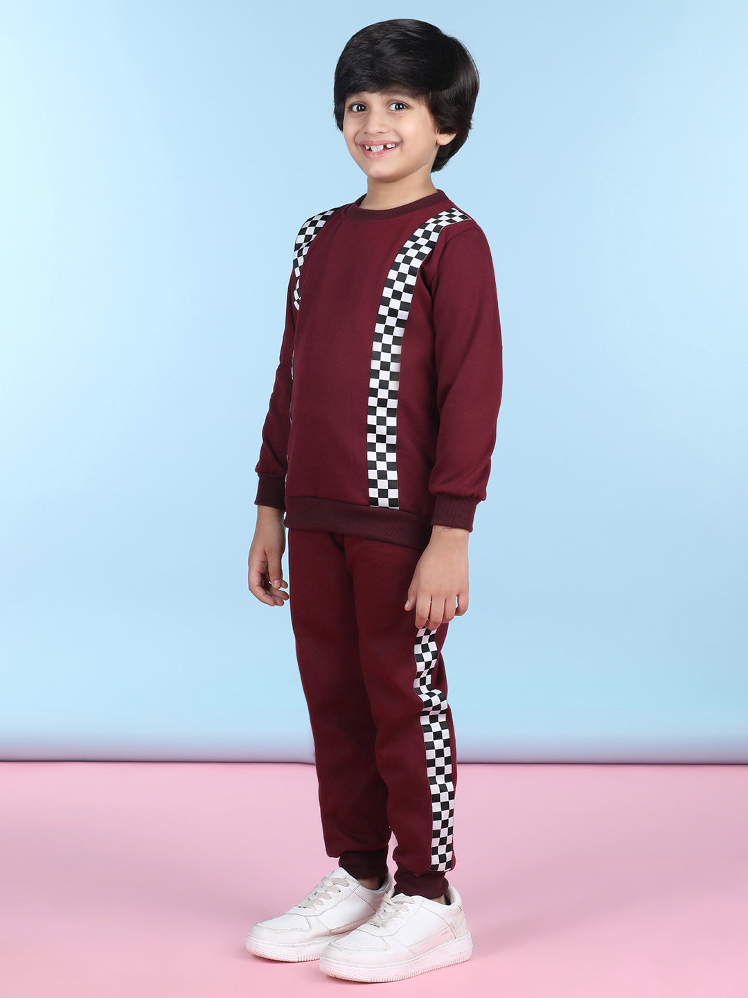 Cutiekins Boys Maroon & White Sweatshirt With Trackpant