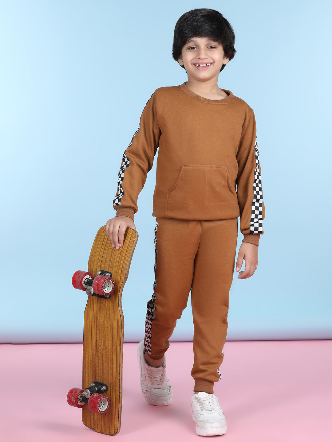 Cutiekins Boys Brown & White Sweatshirt With Trackpant