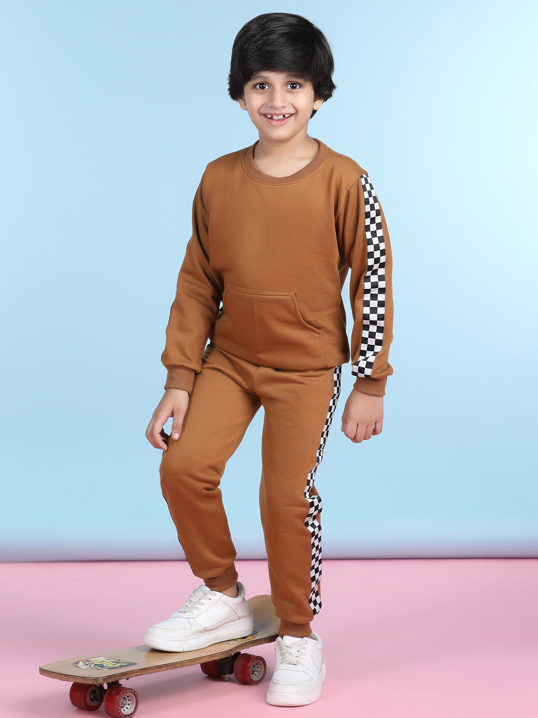 Cutiekins Boys Brown & White Sweatshirt With Trackpant
