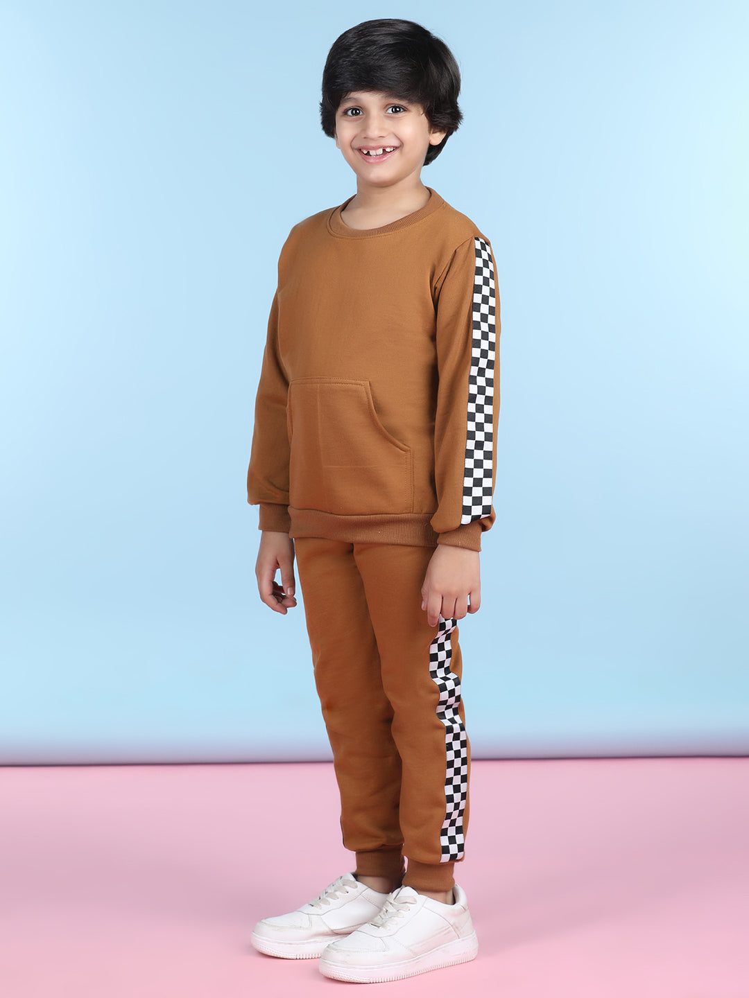 Cutiekins Boys Brown & White Sweatshirt With Trackpant