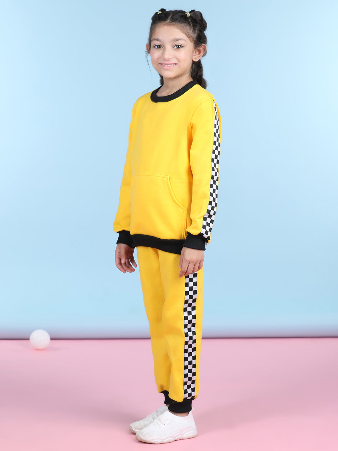 Cutiekins Girls Yellow & White Sweatshirt With Trackpant