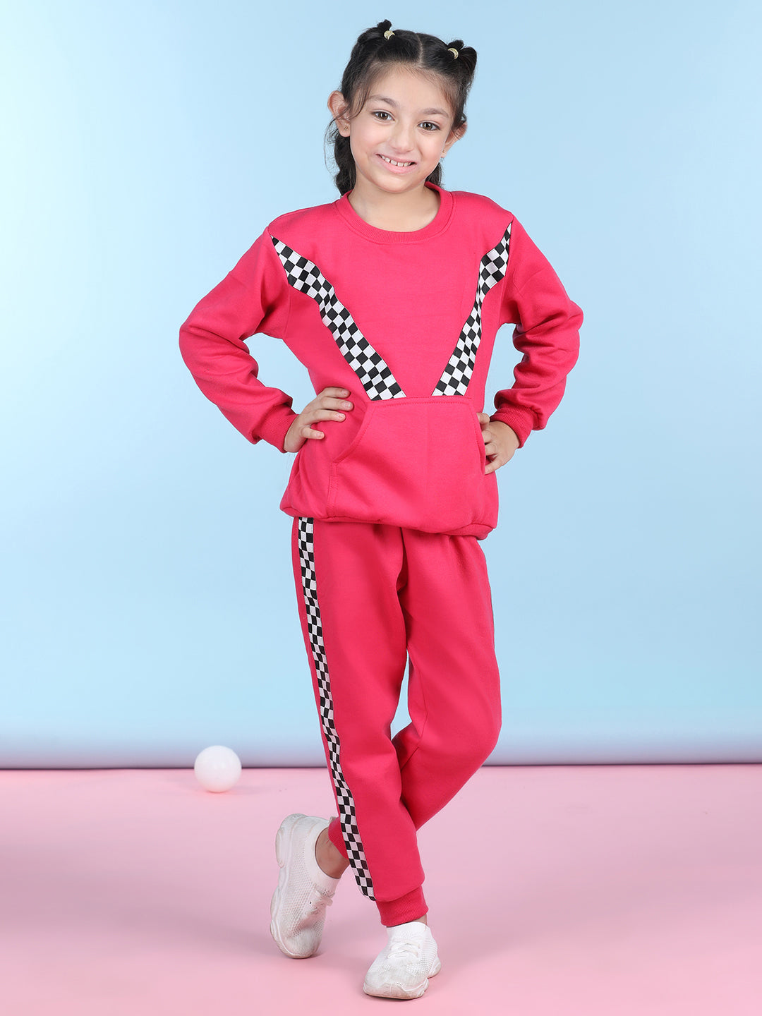 Cutiekins Girls Pink & White Sweatshirt With Trackpant