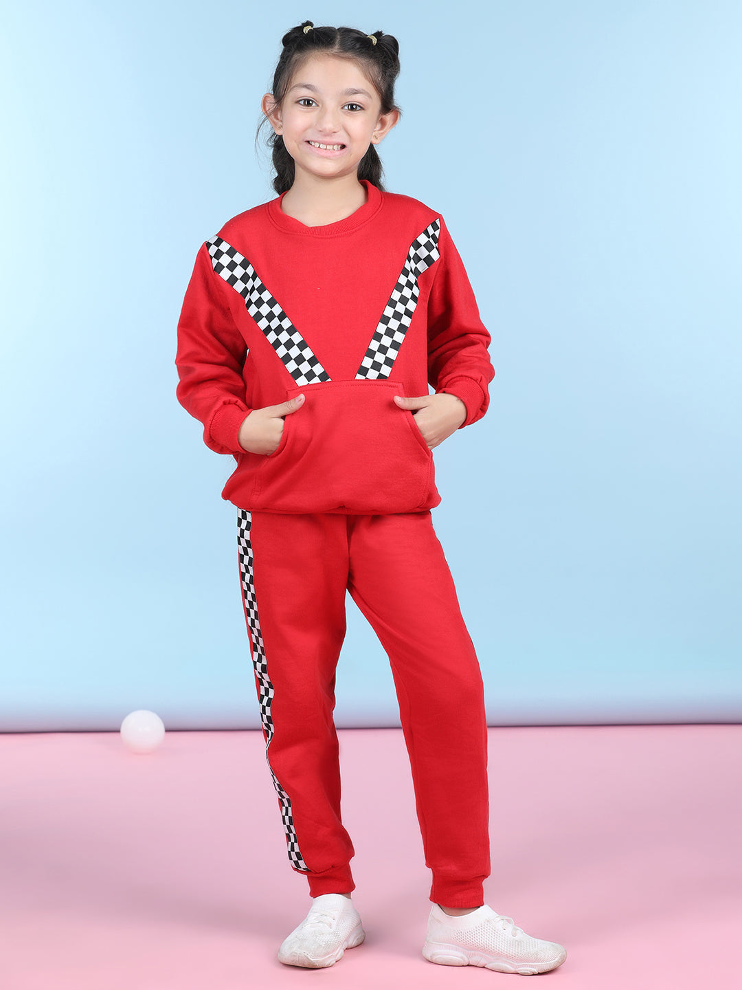 Cutiekins Girls Red & White Sweatshirt With Trackpant