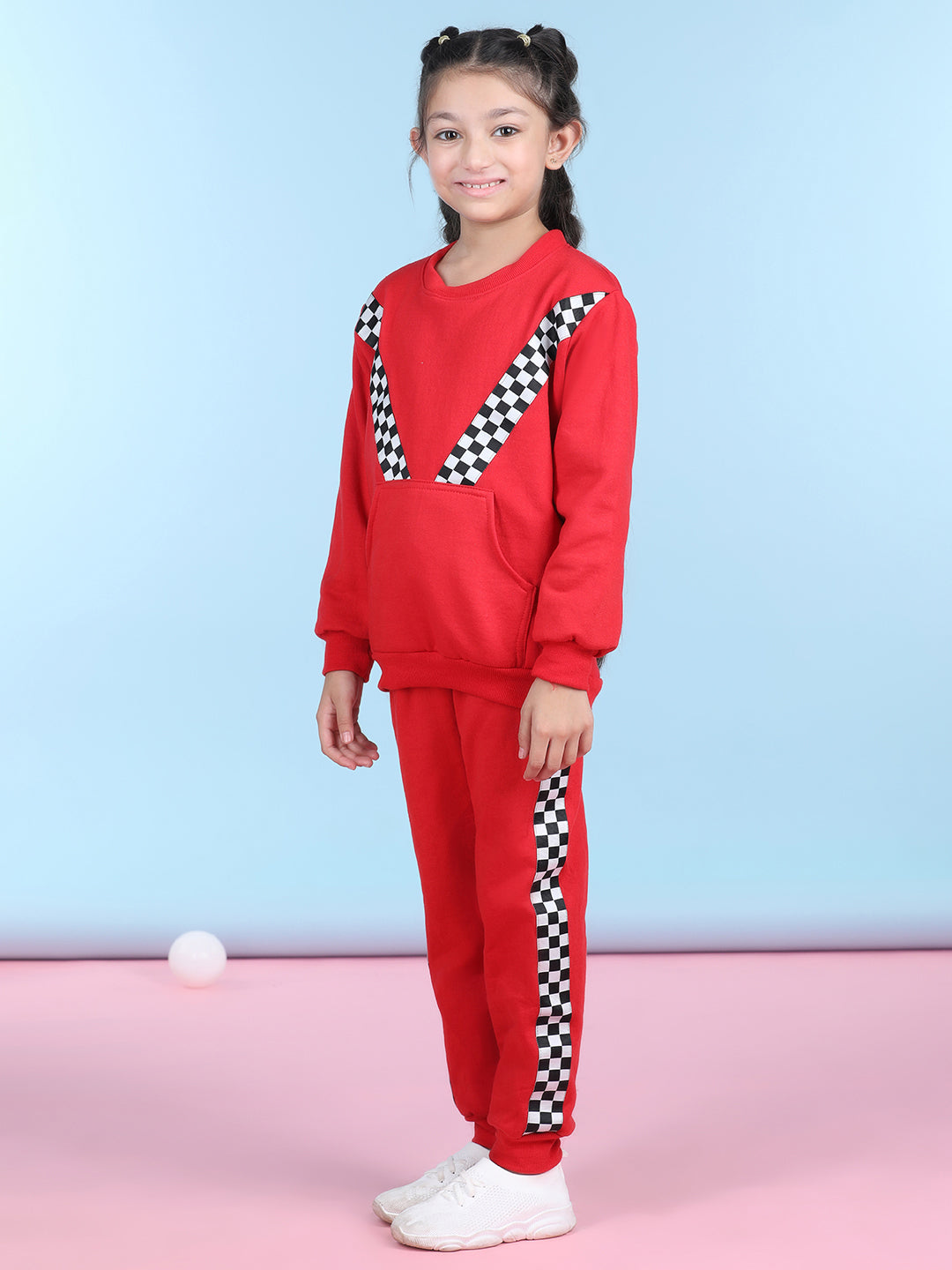 Cutiekins Girls Red & White Sweatshirt With Trackpant