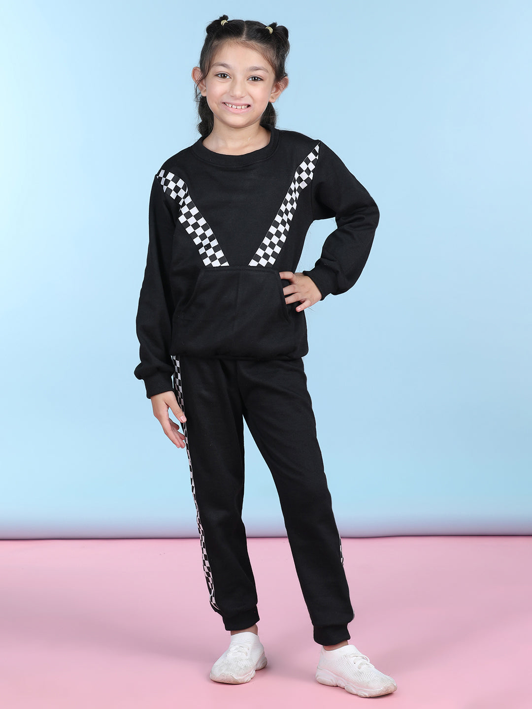 Cutiekins Girls Black & White Sweatshirt With Trackpant