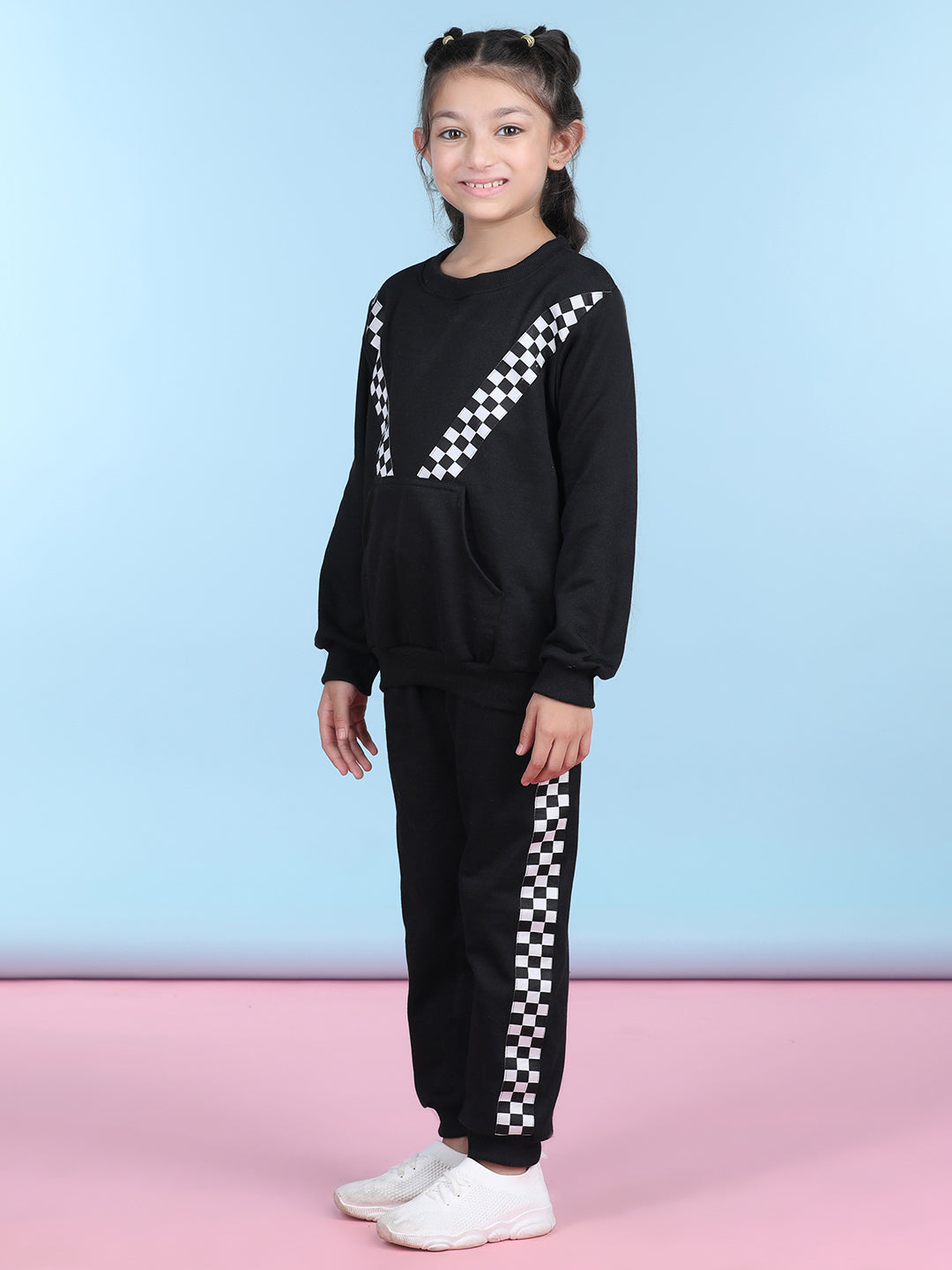Cutiekins Girls Black & White Sweatshirt With Trackpant