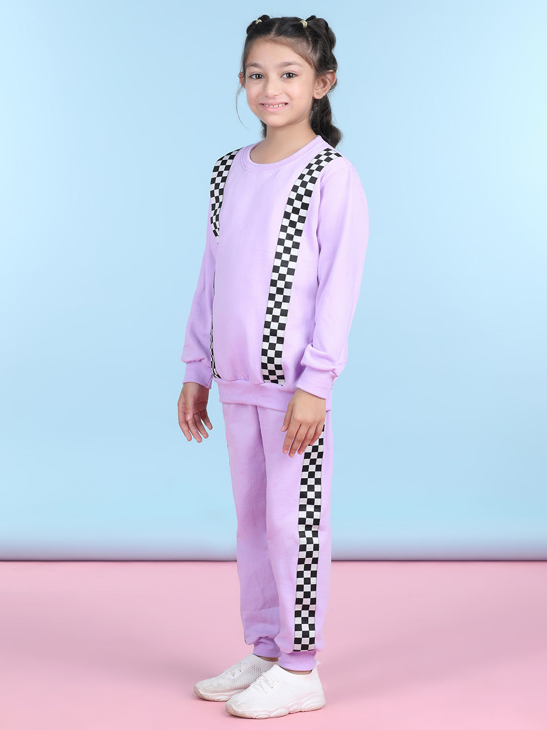 Cutiekins Girls Purple & White Sweatshirt With Trackpant