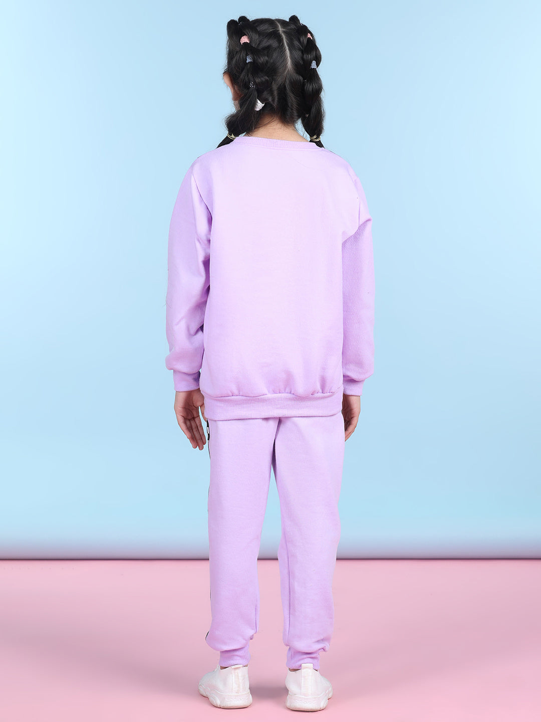 Cutiekins Girls Purple & White Sweatshirt With Trackpant