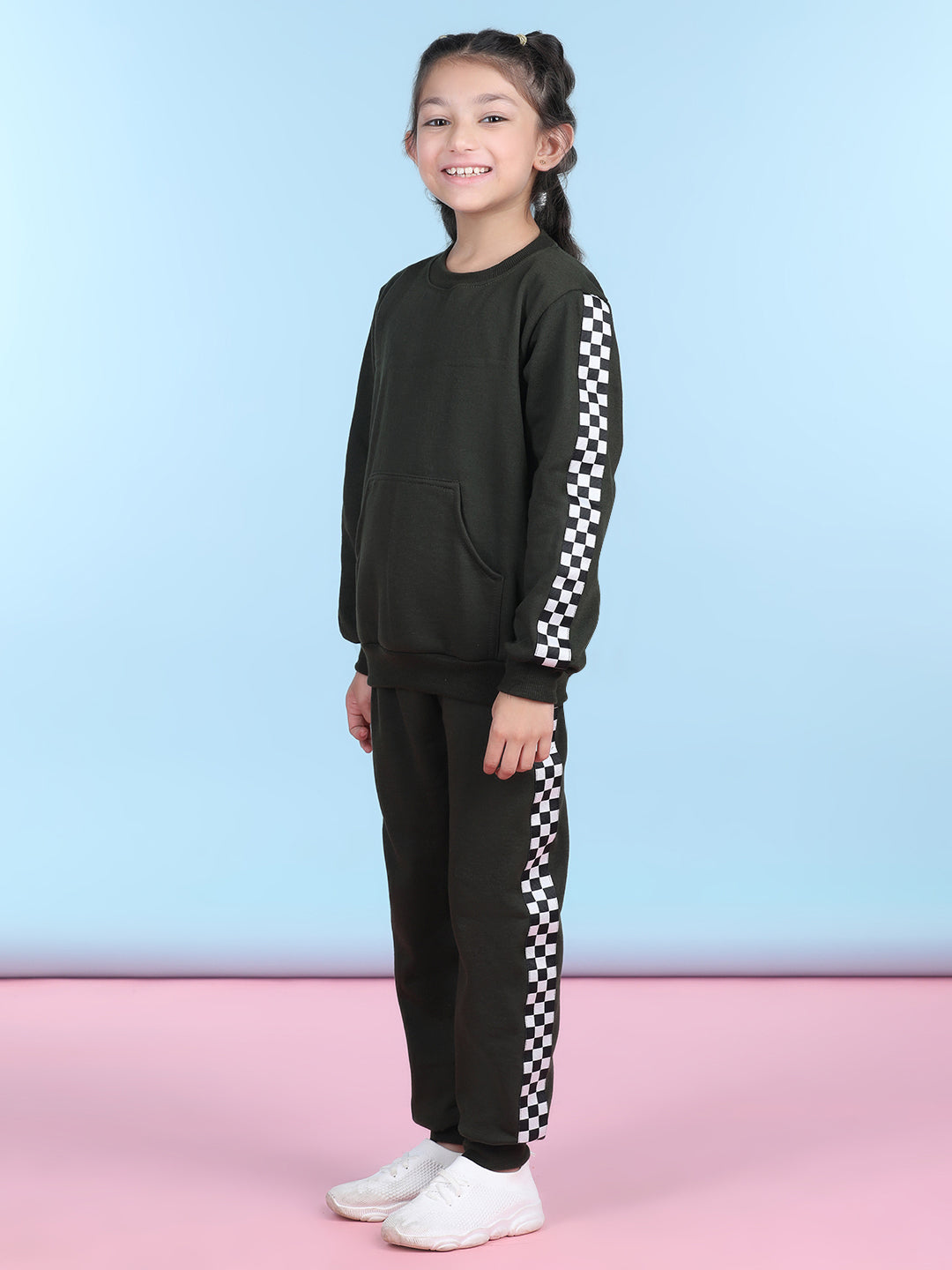Cutiekins Girls Black & White Sweatshirt With Trackpant