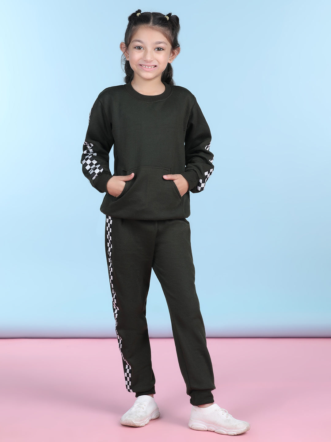 Cutiekins Girls Black & White Sweatshirt With Trackpant