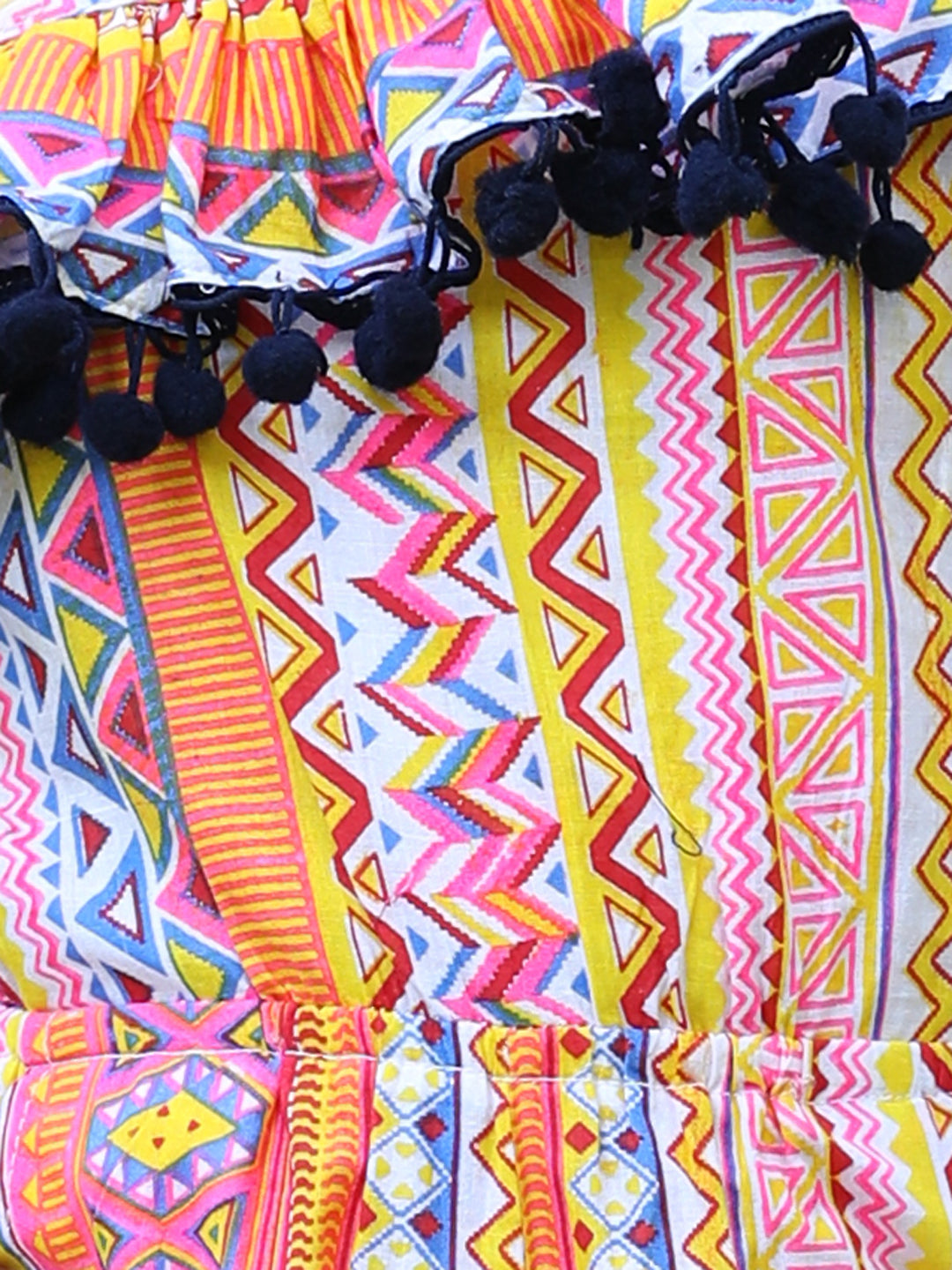 Cutiekins One Shoulder Printed Cotton Playsuit -Orange & Black