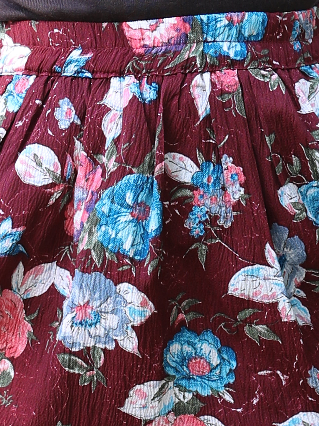 Cutiekins Floral Print Flared Skirts-Maroon & White