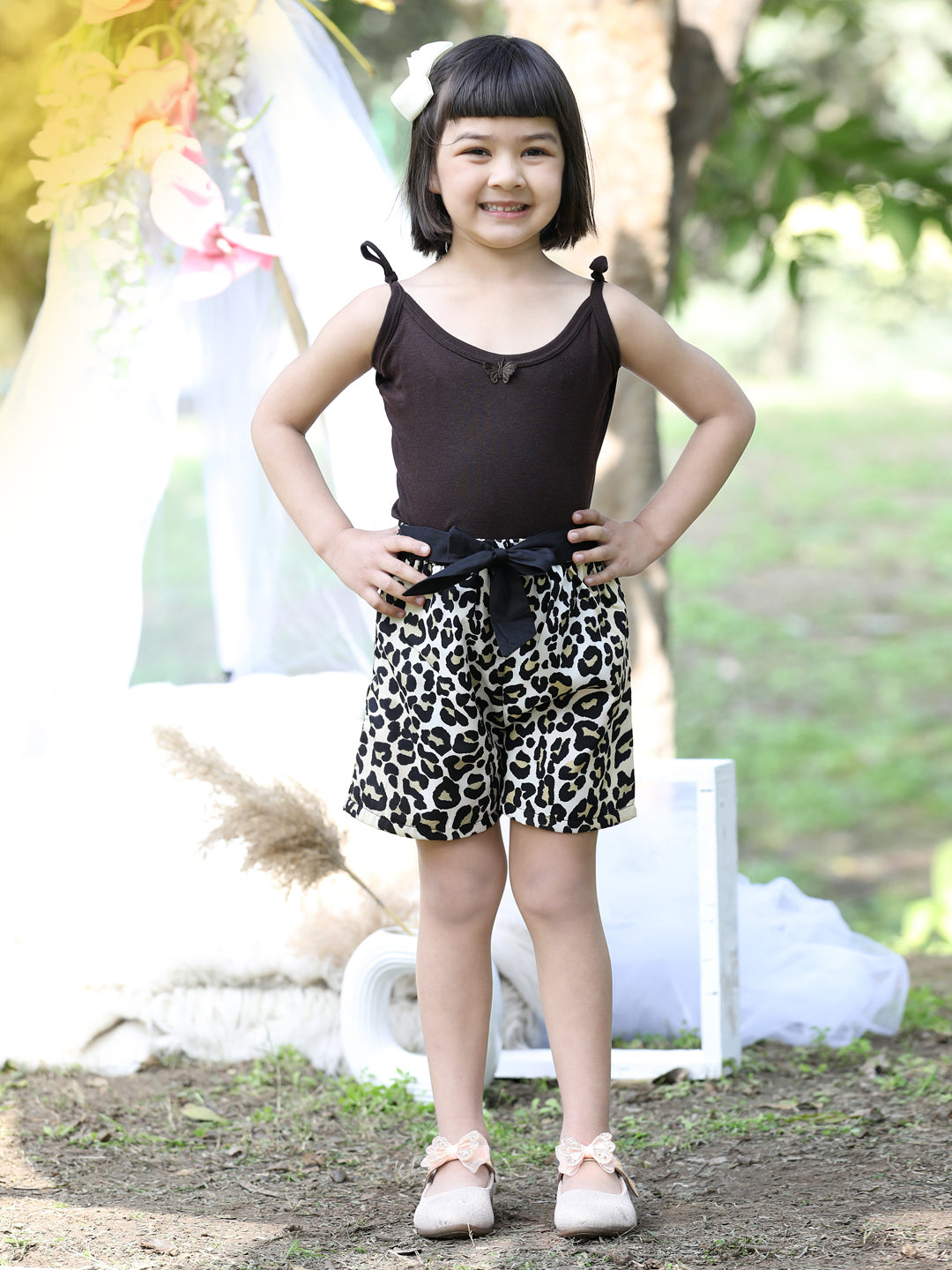 Cutiekins Printed Polyester Regular Shorts-Black & White