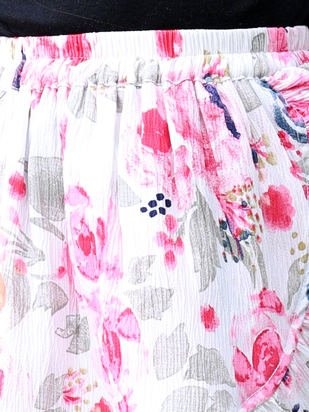 Cutiekins Floral Print Flared Skirts-White & Pink
