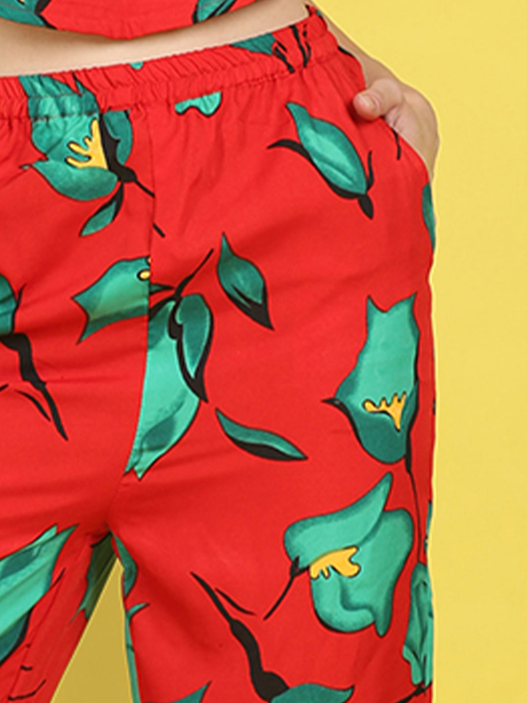 Cutiekins Girls Trendy Bold Style Printed Palazzo -Red & Green