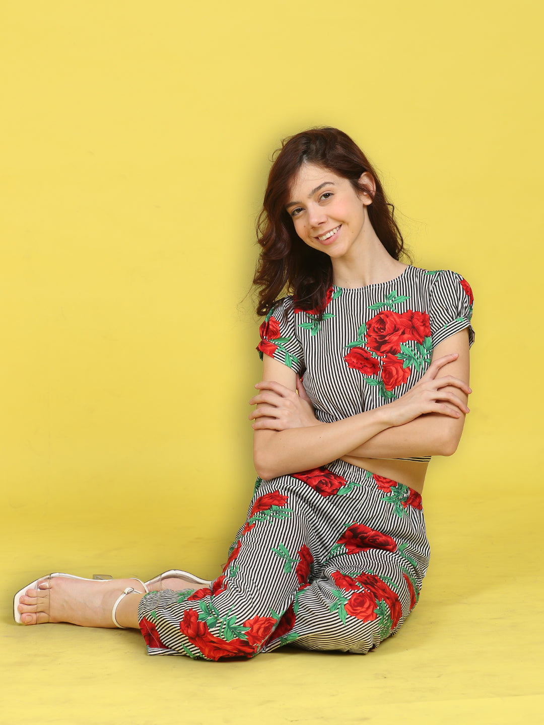 Cutiekins Girls Trendy Bold Style Printed Top & Palazzo Co-ord Set -Black & Multi