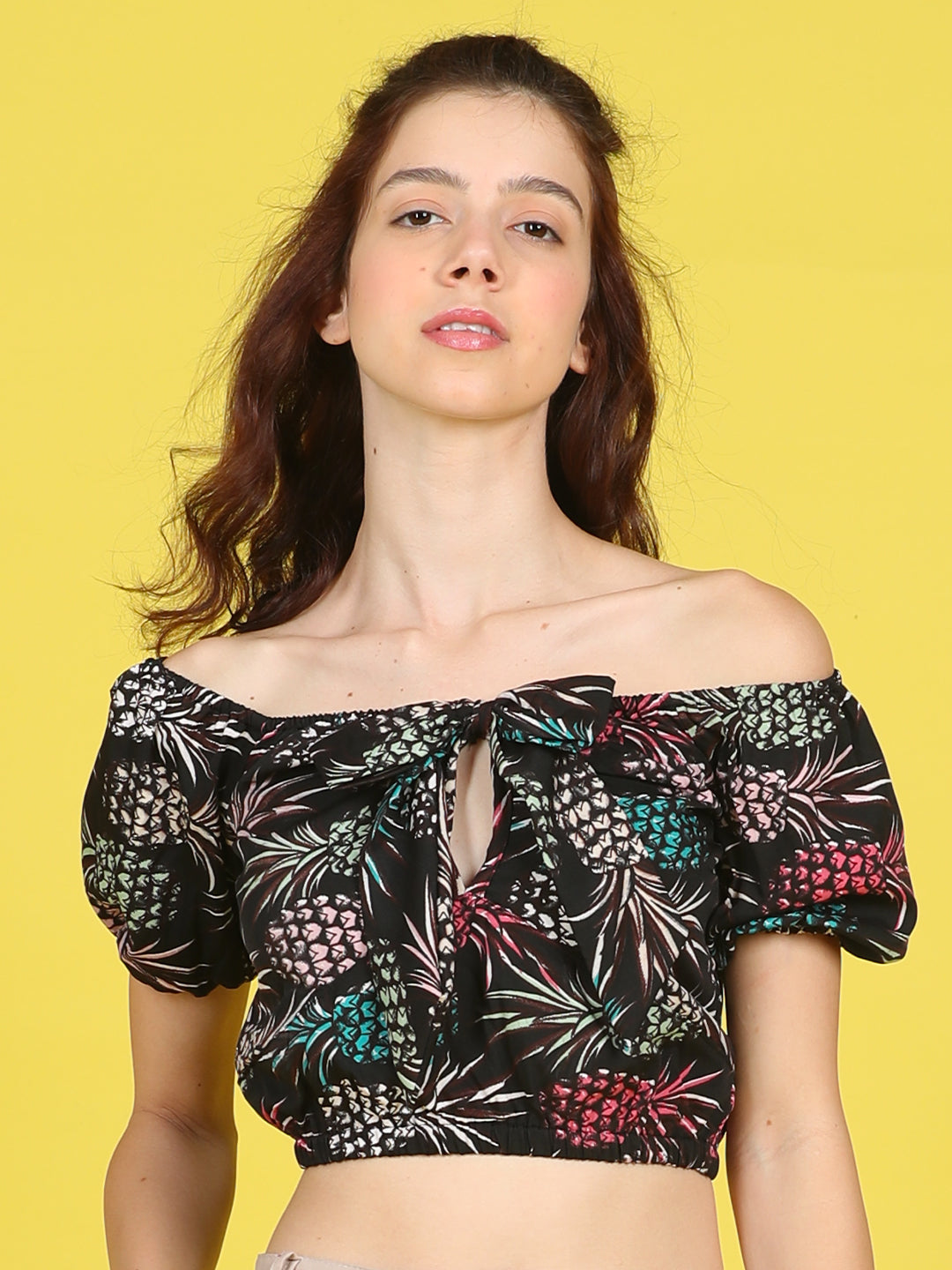 Cutiekins Girls Trendy Bold Style Printed Top -Black & Multi