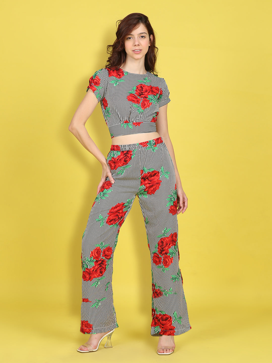 Cutiekins Girls Trendy Bold Style Printed Top & Palazzo Co-ord Set -Black & Multi