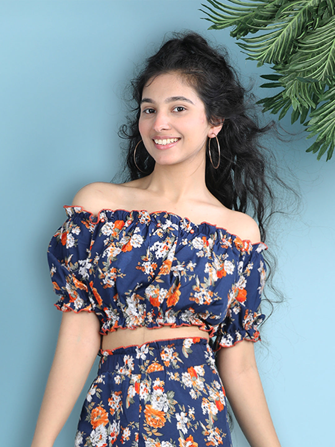 Cutiekins Girls Printed Embellished Top -Navy Blue & Multi