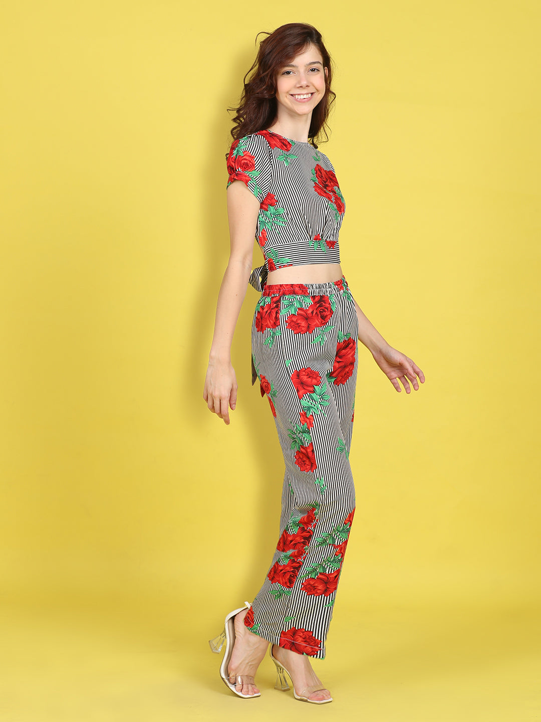 Cutiekins Girls Trendy Bold Style Printed Top & Palazzo Co-ord Set -Black & Multi