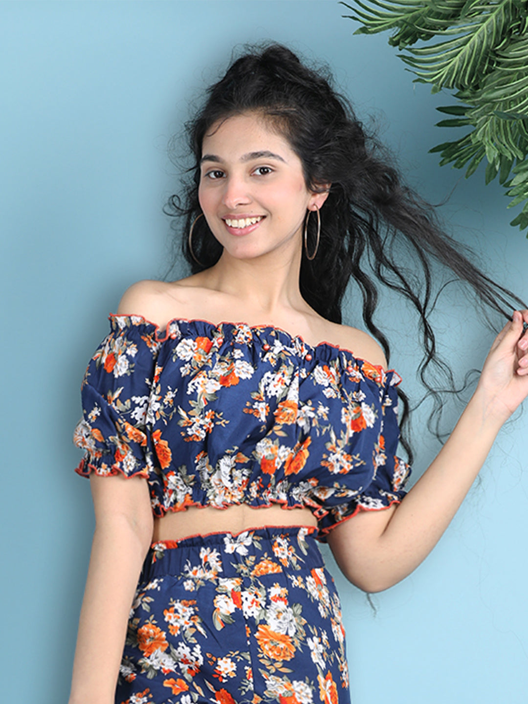 Cutiekins Girls Printed Embellished Top -Navy Blue & Multi