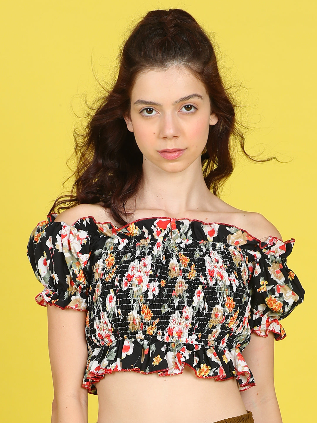 Cutiekins Girls Trendy Bold Style Printed Top -Black & Multi