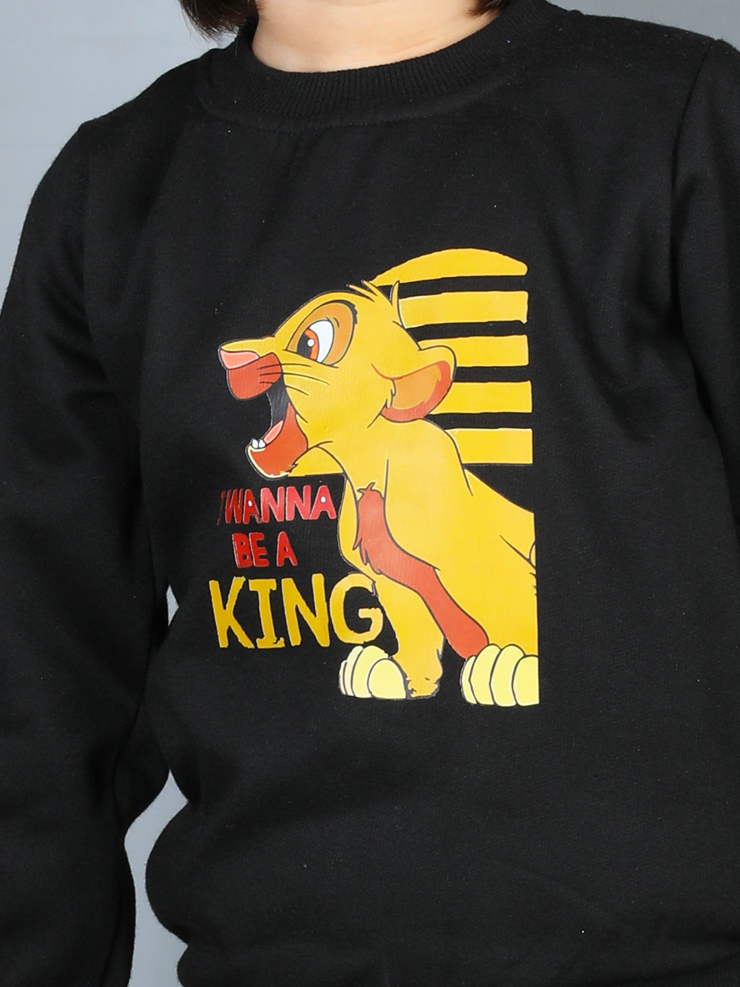 Cutiekins Boys Baby Lion Graphic Print cozy Tracksuit -Black & Mustard