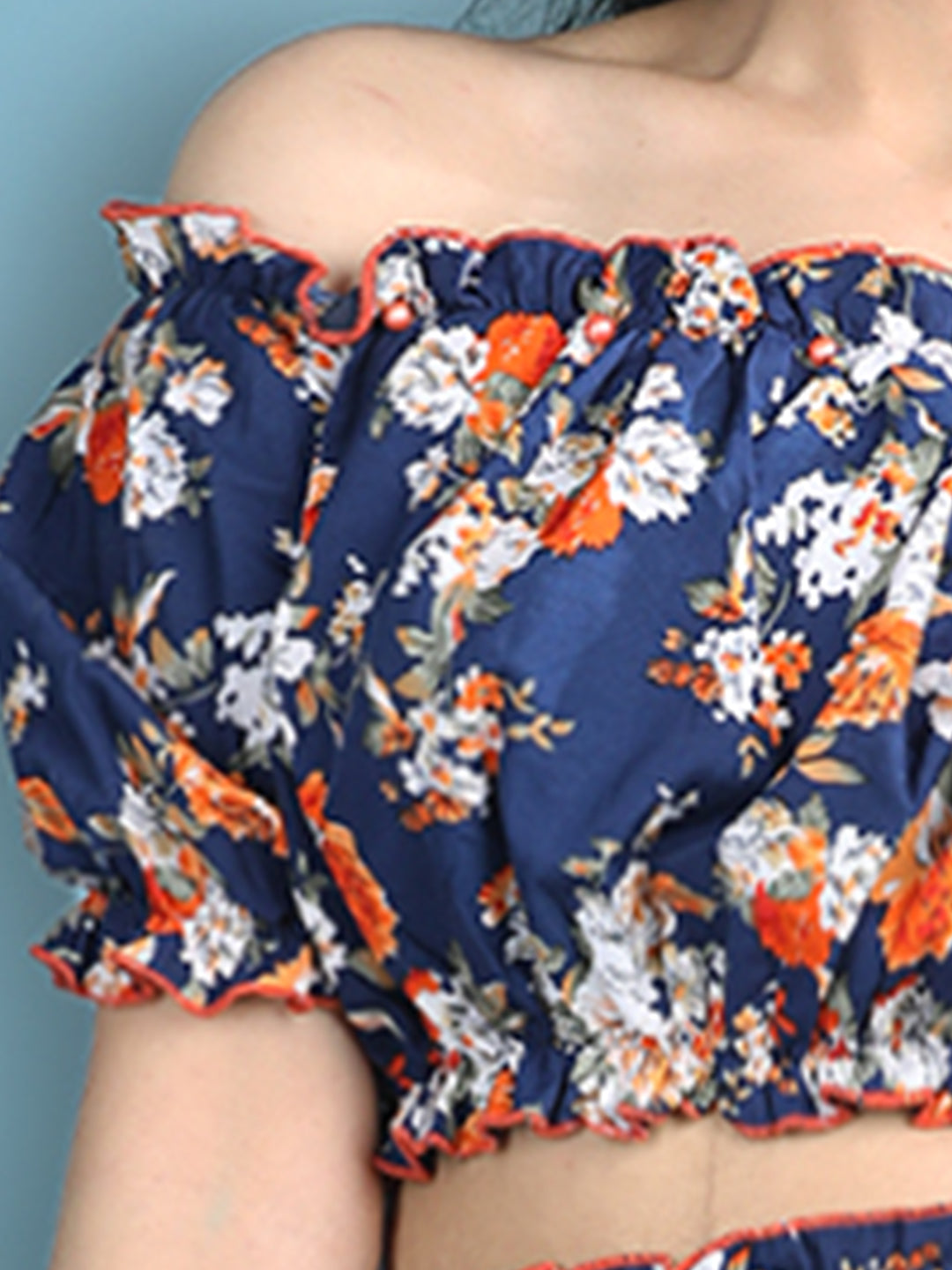 Cutiekins Girls Printed Embellished Top -Navy Blue & Multi