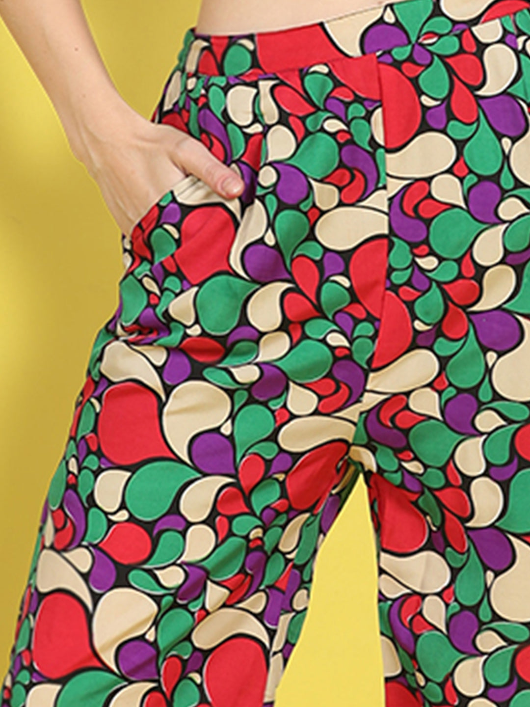 Cutiekins Girls Trendy Bold Style Printed Palazzo -Red & Multi