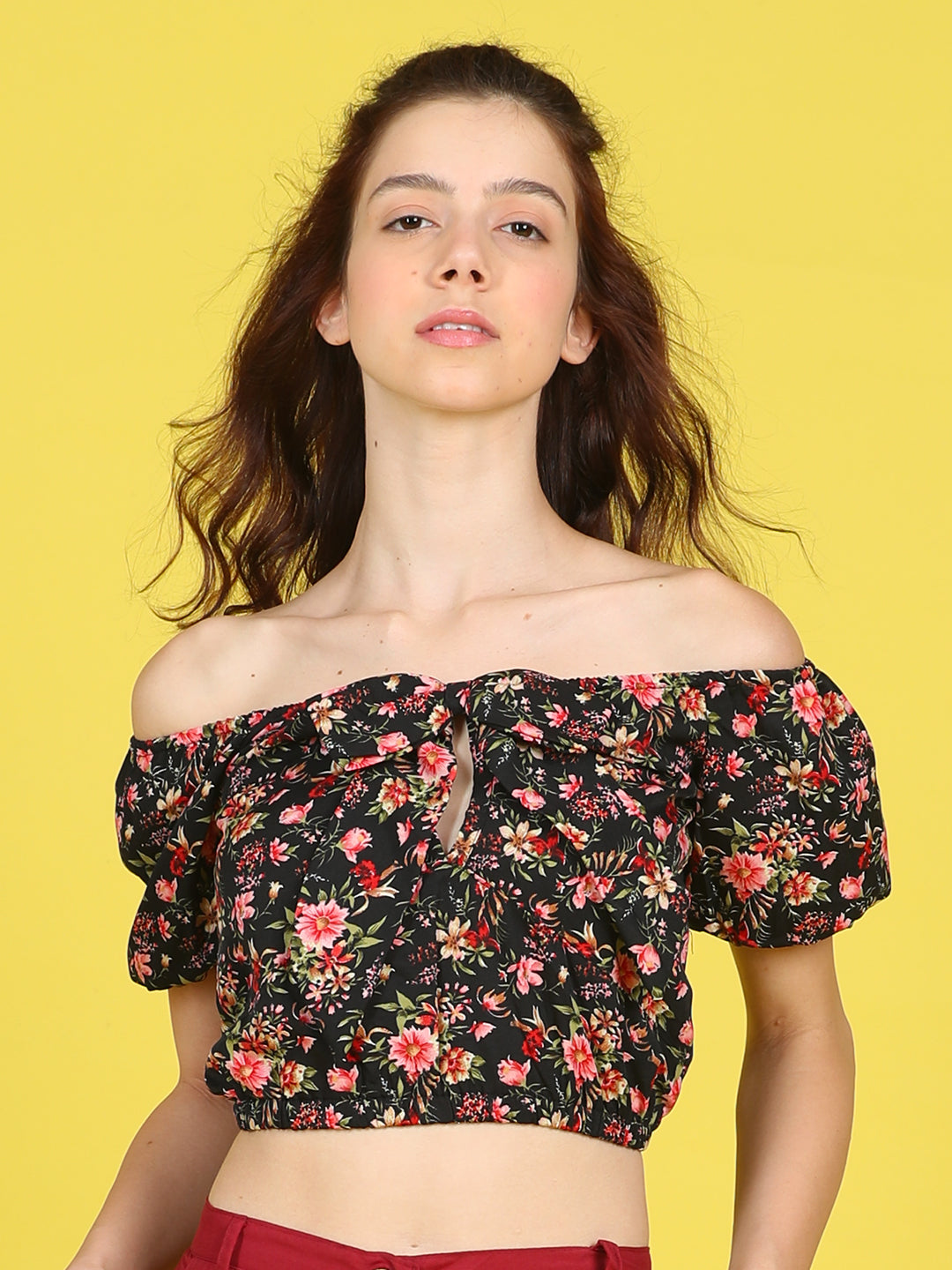 Cutiekins Girls Trendy Bold Style Printed Top -Black & Multi