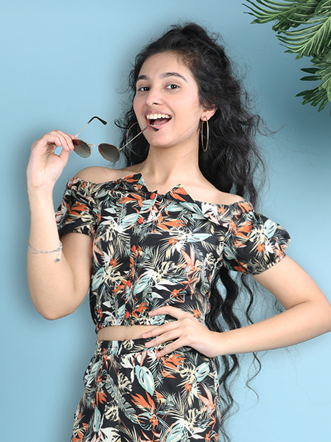 Cutiekins Girls Printed Embellished Top -Black & Multi