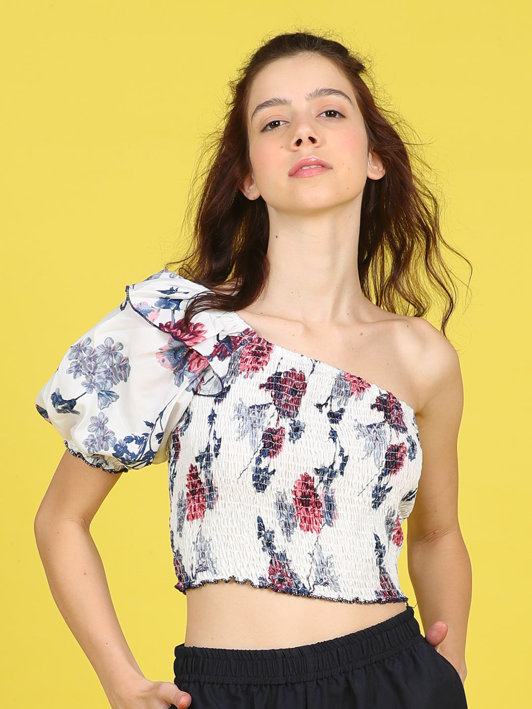 Cutiekins Girls Trendy Bold Style Printed Top -Off White & Multi