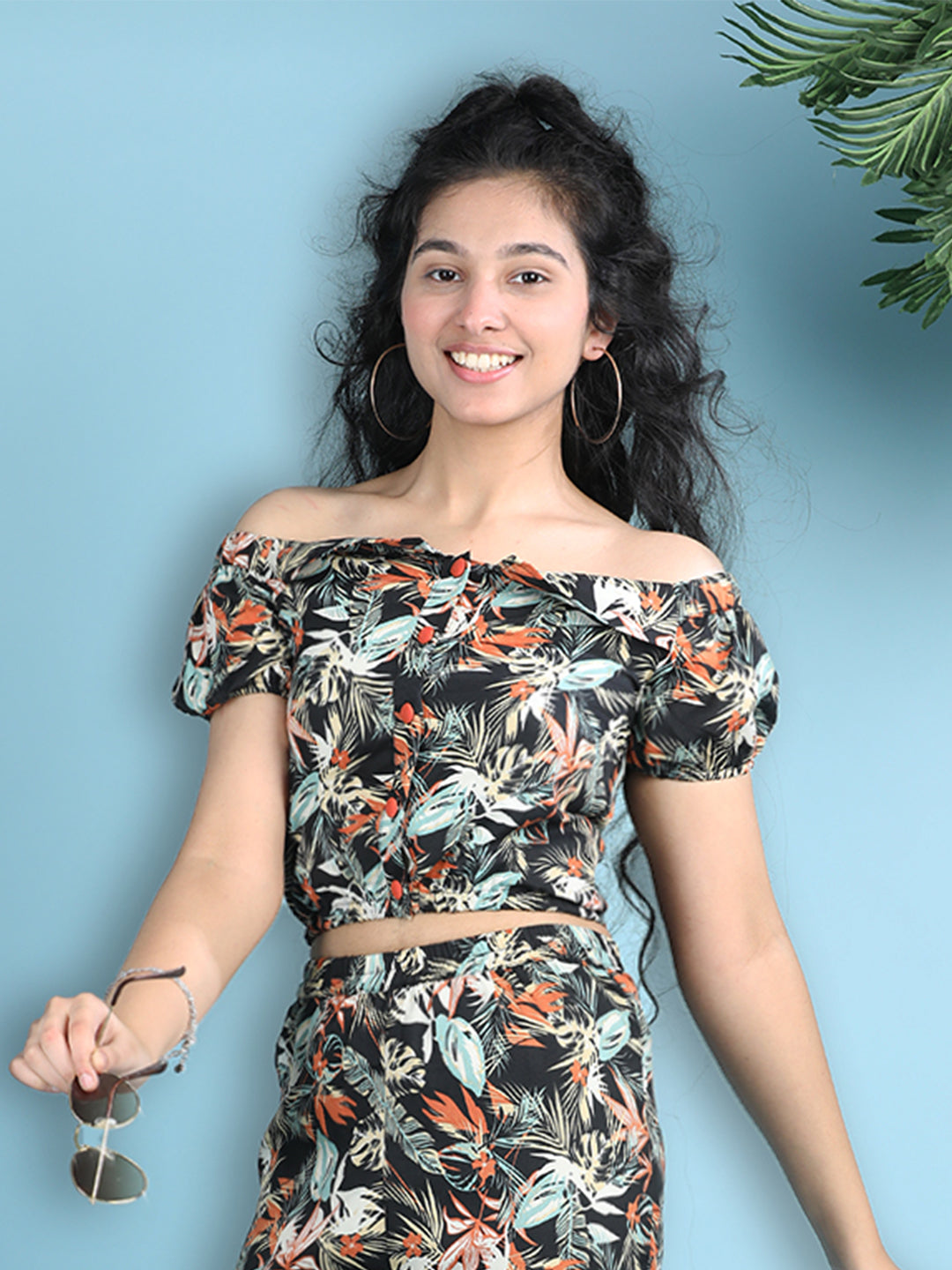 Cutiekins Girls Printed Embellished Top -Black & Multi