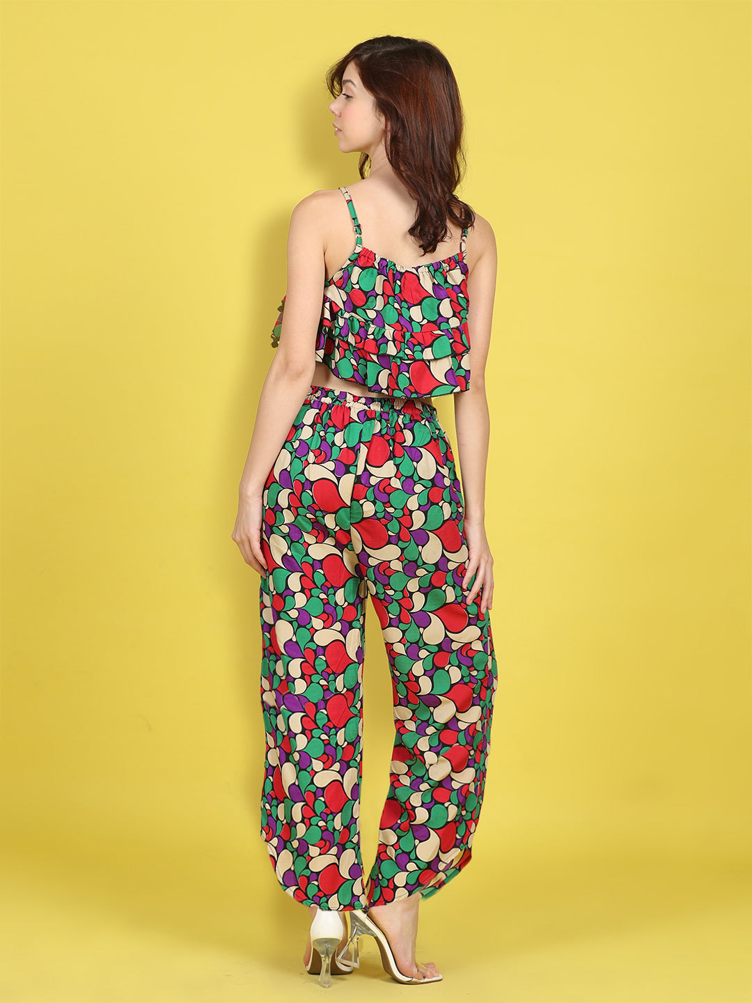 Cutiekins Girls Trendy Bold Style Printed Top & Palazzo Co-ord Set -Red & Multi